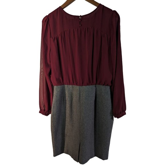 W118 by Walter Baker Dress Office Wear Maroon top gray wool blend skirt sz M - Picture 4 of 10